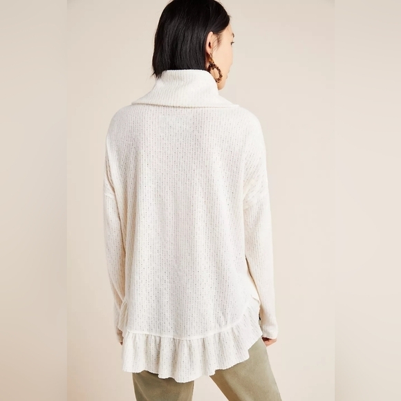 Anthropologie Maeve Cream Addie Ruffled Hacci Pullover M - Picture 3 of 8